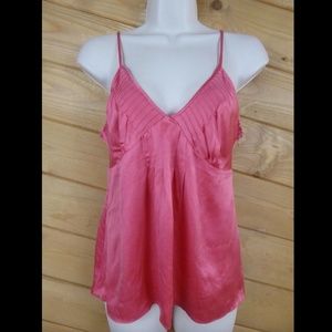Theory Elke Pink Orange 100% Silk Cami Sleeveless Top Spaghetti Straps Size S